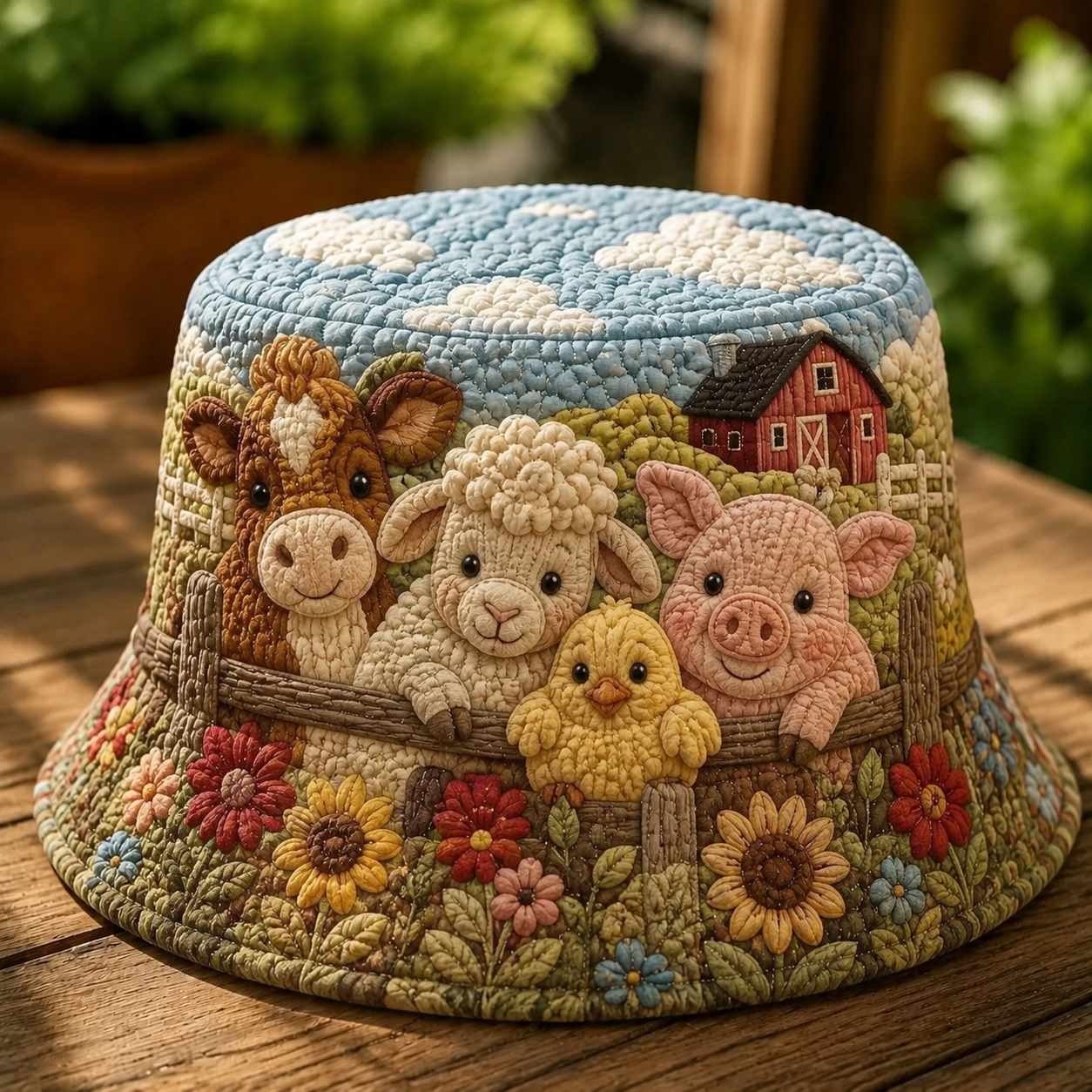 Barnyard Animal Friends Quilted Fishing Hat