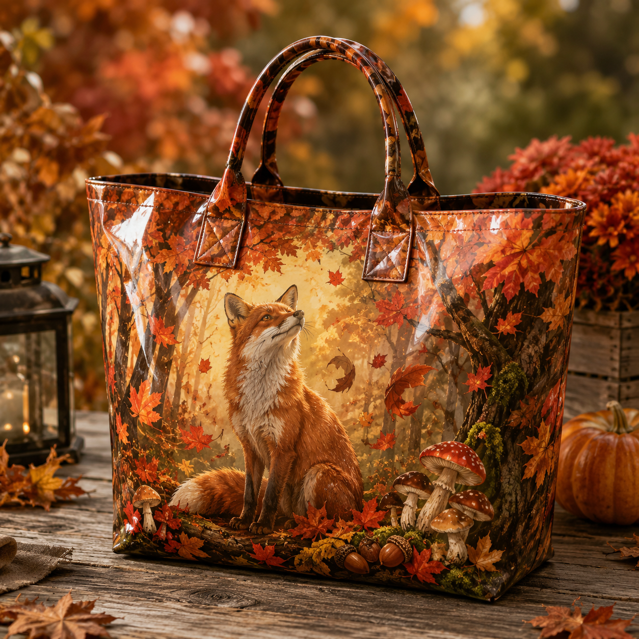 Autumn Fox Woodland PVC Tote Bag