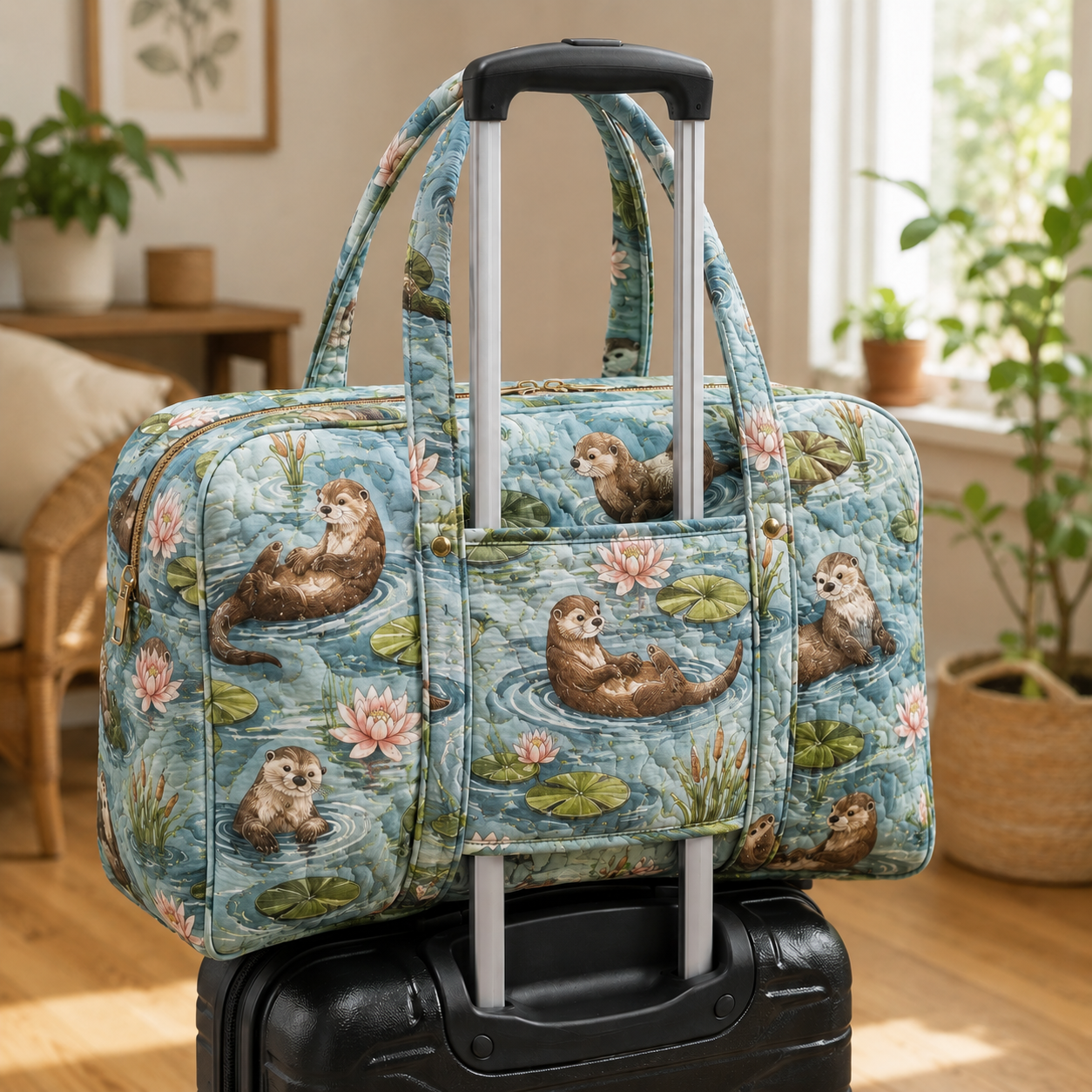 Otter Lotus Pond Quilted Weekender Bag With Trolley Sleeve