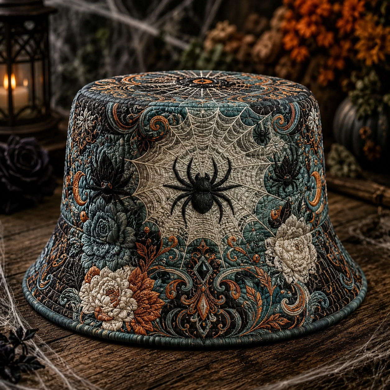 Gothic Spiderweb Halloween Quilted Fishing Hat