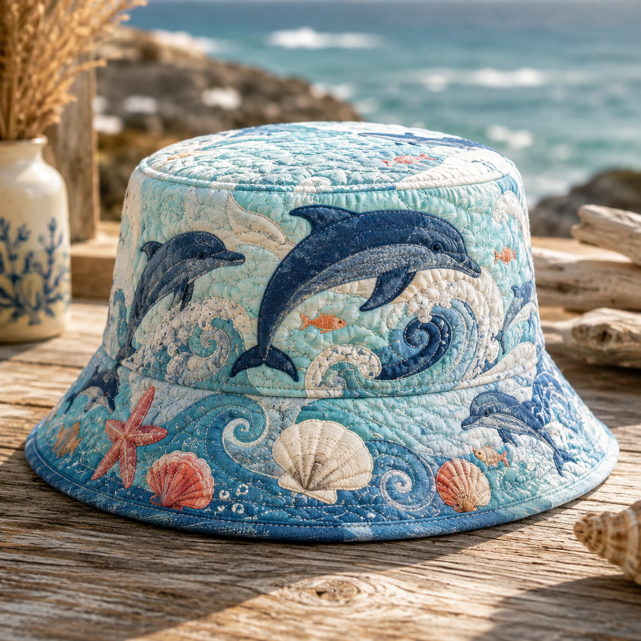 Dolphin Ocean Breeze Quilted Fishing Hat