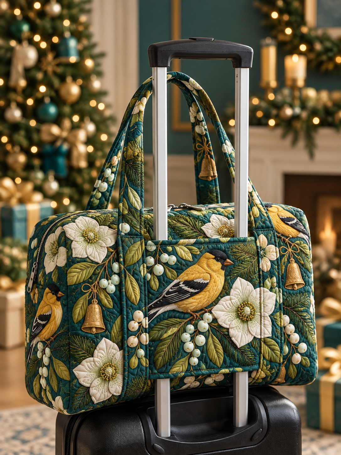 Golden Bird Magnolia Garden Quilted Weekender Bag With Trolley Sleeve