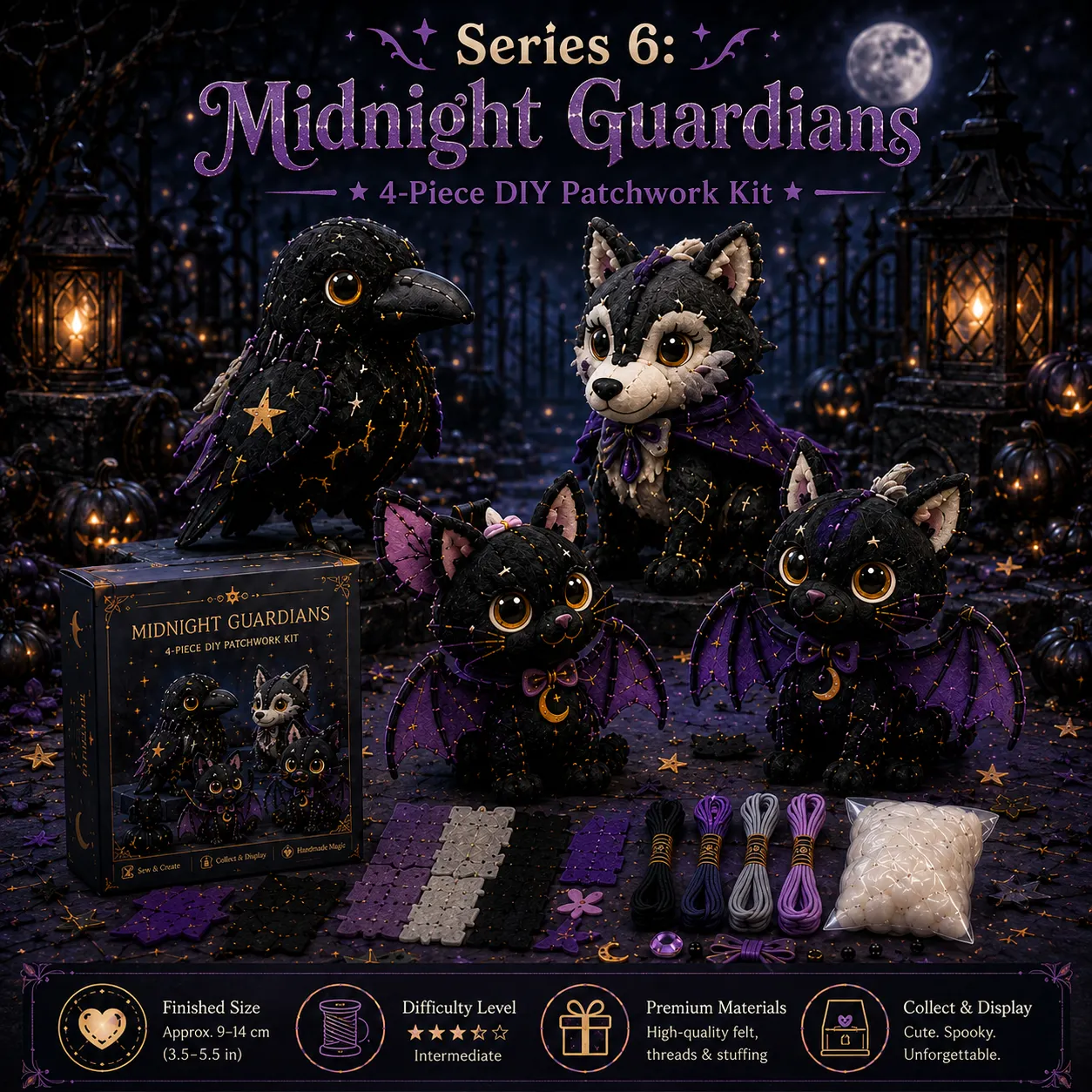 Halloween Friends 4 Piece DIY Patchwork Kit Collection 🎃🧵