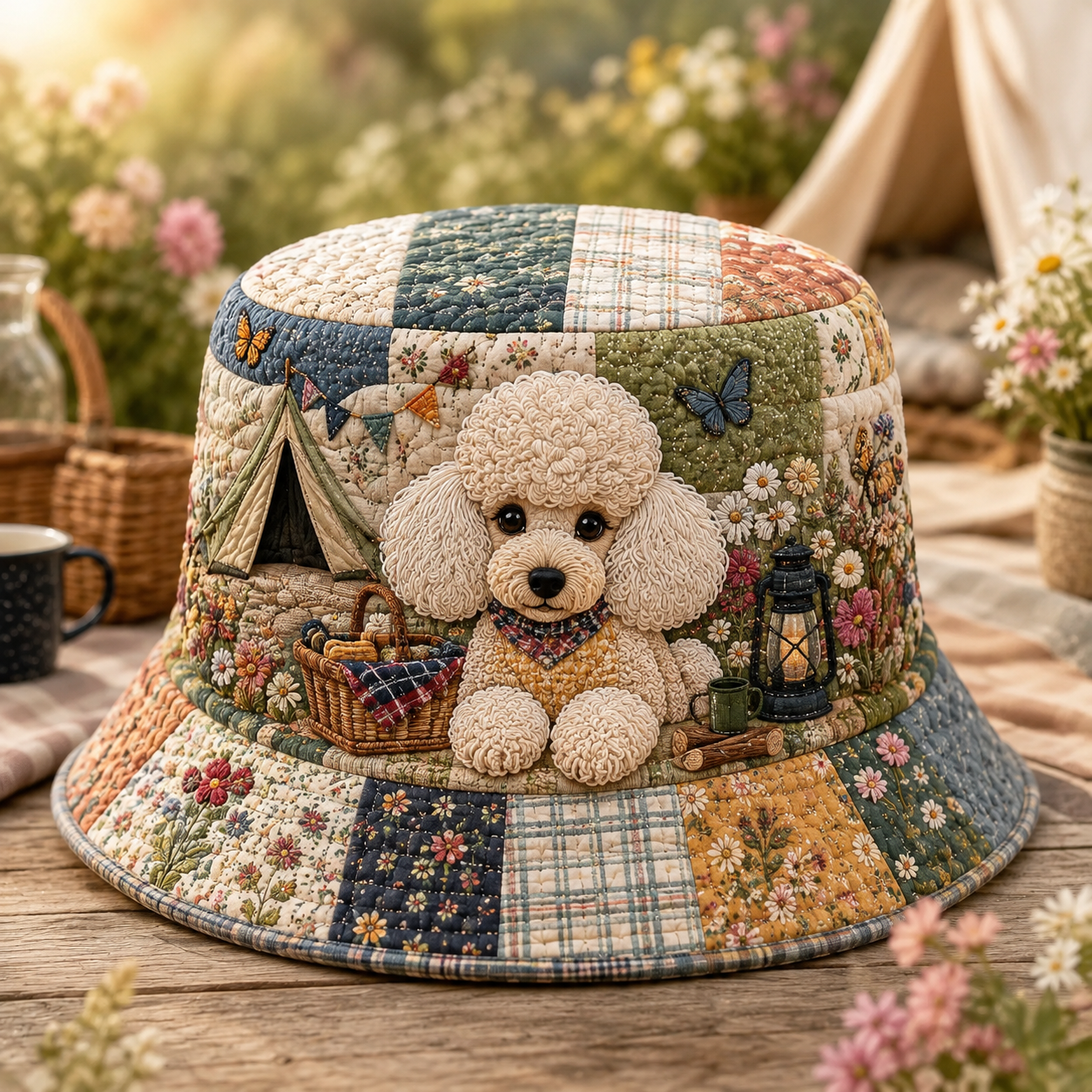 Bichon Picnic Camp Quilted Fishing Hat