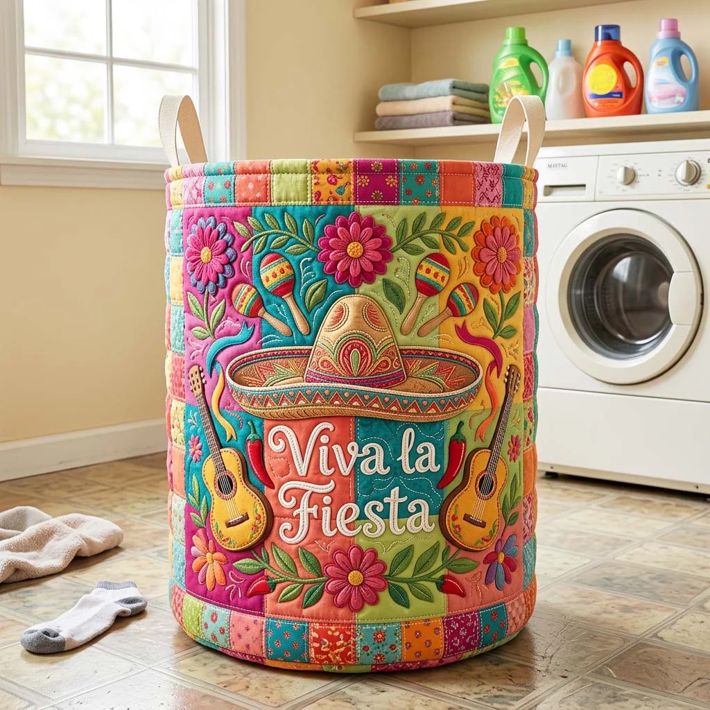 Viva La Fiesta Quilted Laundry Storage Basket
