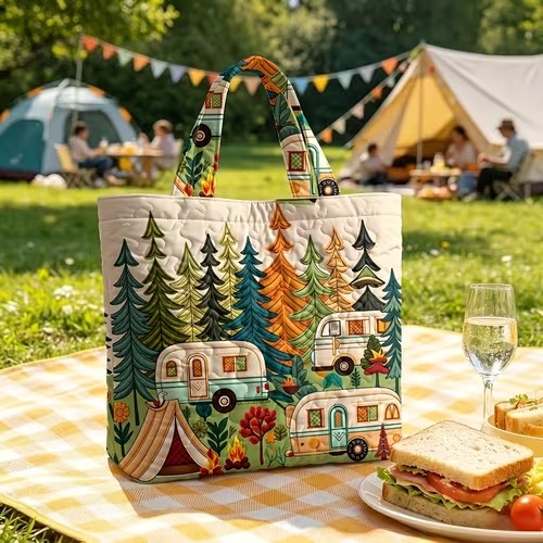 Woodland Camper Quilted Tote Bag