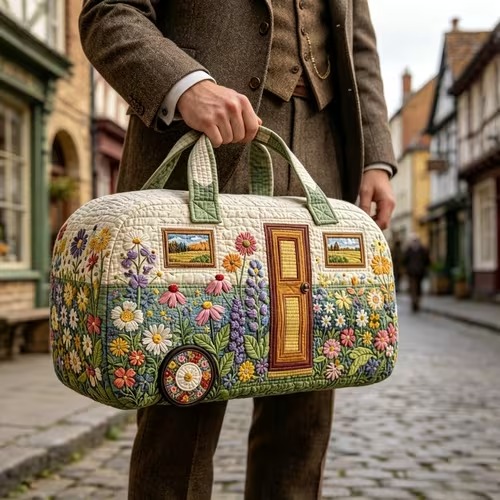 Wildflower Cottage Camper Quilted Duffle Bag