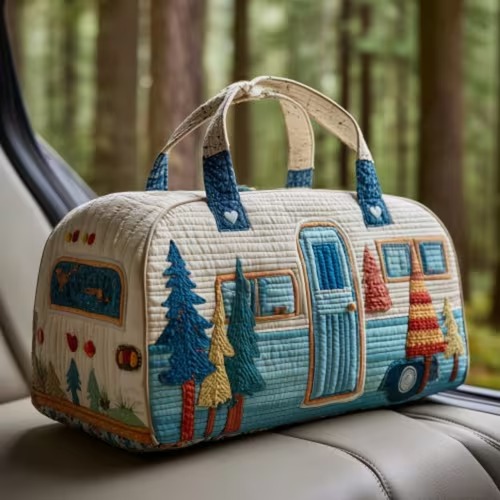 Blue Forest Camper Quilted Duffle Bag