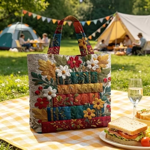 Duck Family Quilted Tote Bag