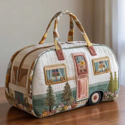 Country Garden Camper Quilted Duffle Bag