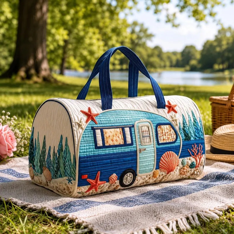 Seaside Camper Quilted Duffle Bag