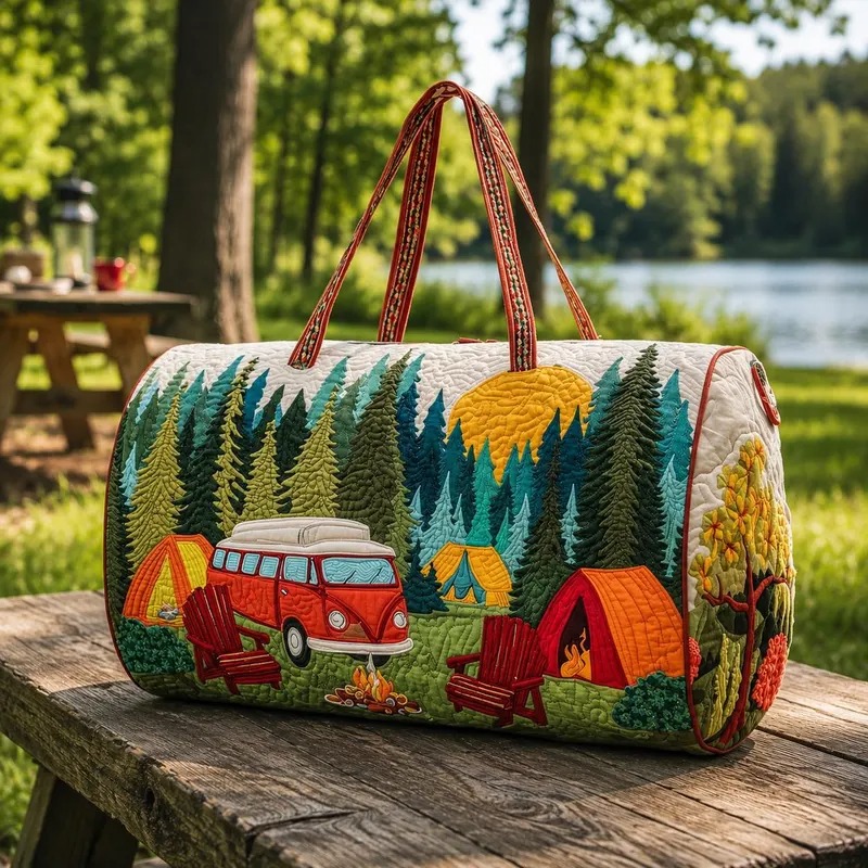 Forest Camping Quilted Duffle Bag