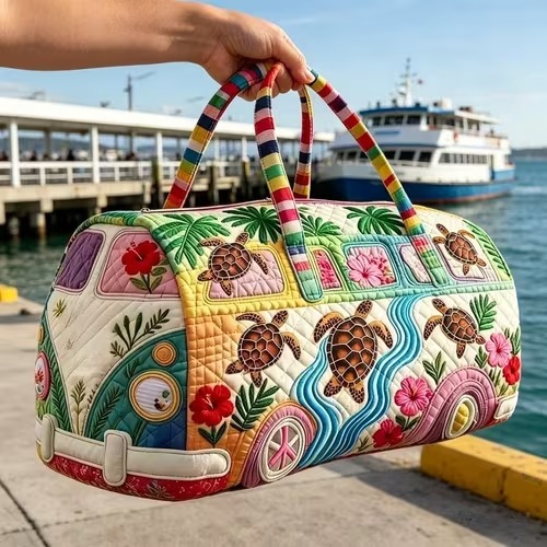 Tropical Sea Turtle Quilted Duffle Bag