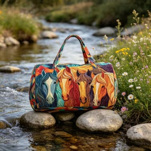 Wild Horses Quilted Duffle Bag