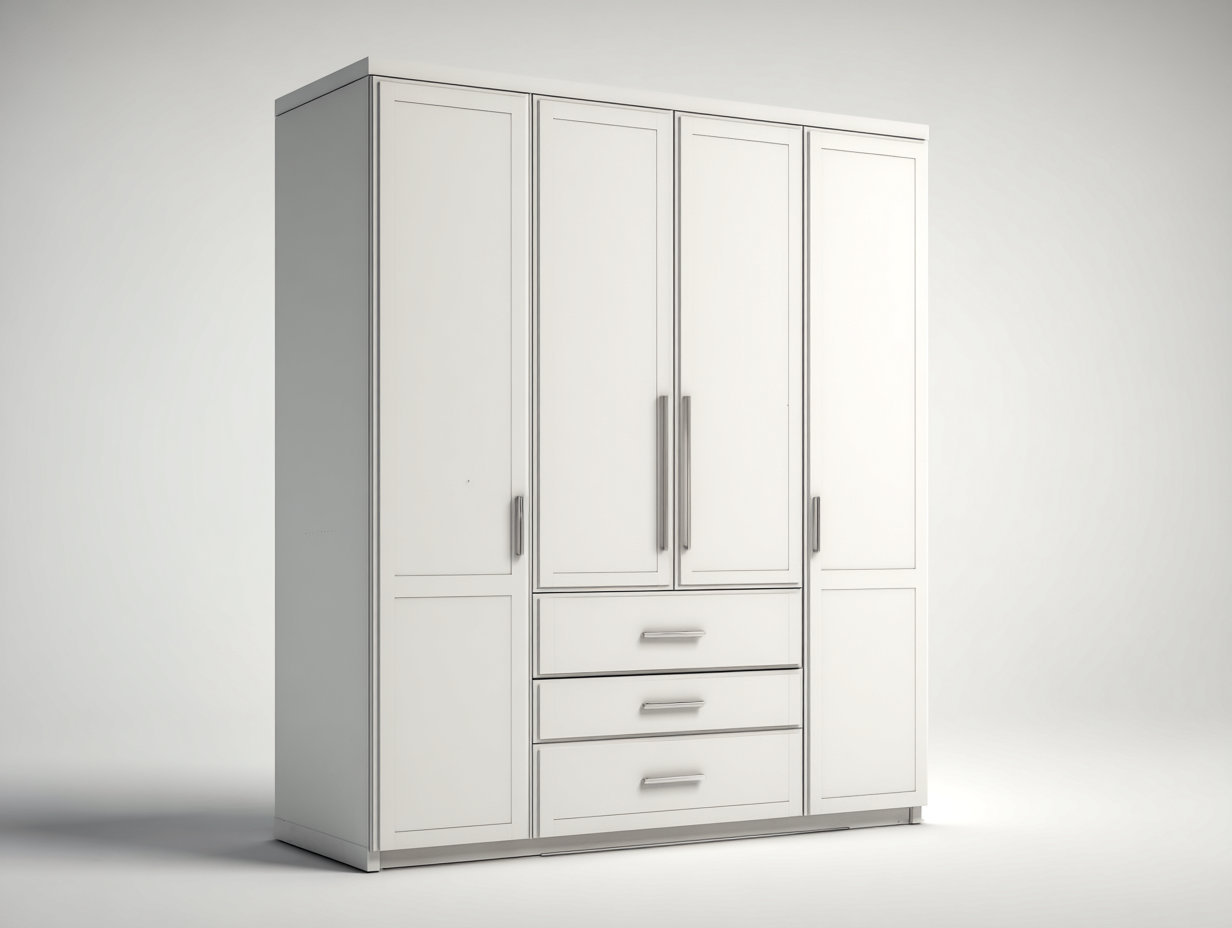 Armario de cuatro puertas con cajones 160x55x200 cm - blanco - diseño moderno-Luxegohub