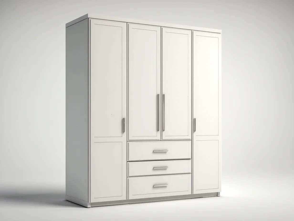 Armario de cuatro puertas con cajones 160x55x200 cm - blanco - diseño moderno-Luxegohub