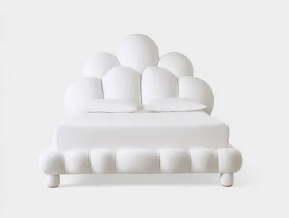 Cama doble tapizada con cabecero acolchado 200x160x120 cm - Diseño moderno para dormitorio-Luxegohub