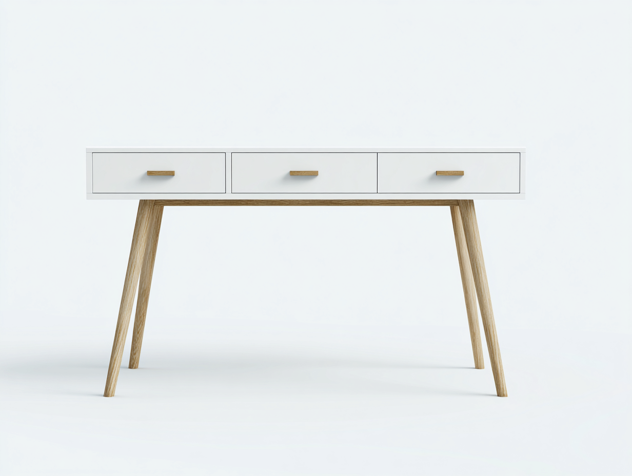 Mesas de oficina con cajones 120x60x75 cm - blanco-marrón - diseño nórdico-Luxegohub