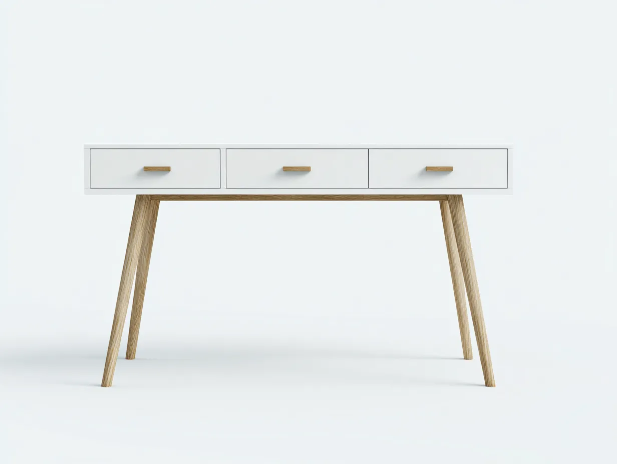 Mesas de oficina con cajones 120x60x75 cm - blanco-marrón - diseño nórdico-Luxegohub