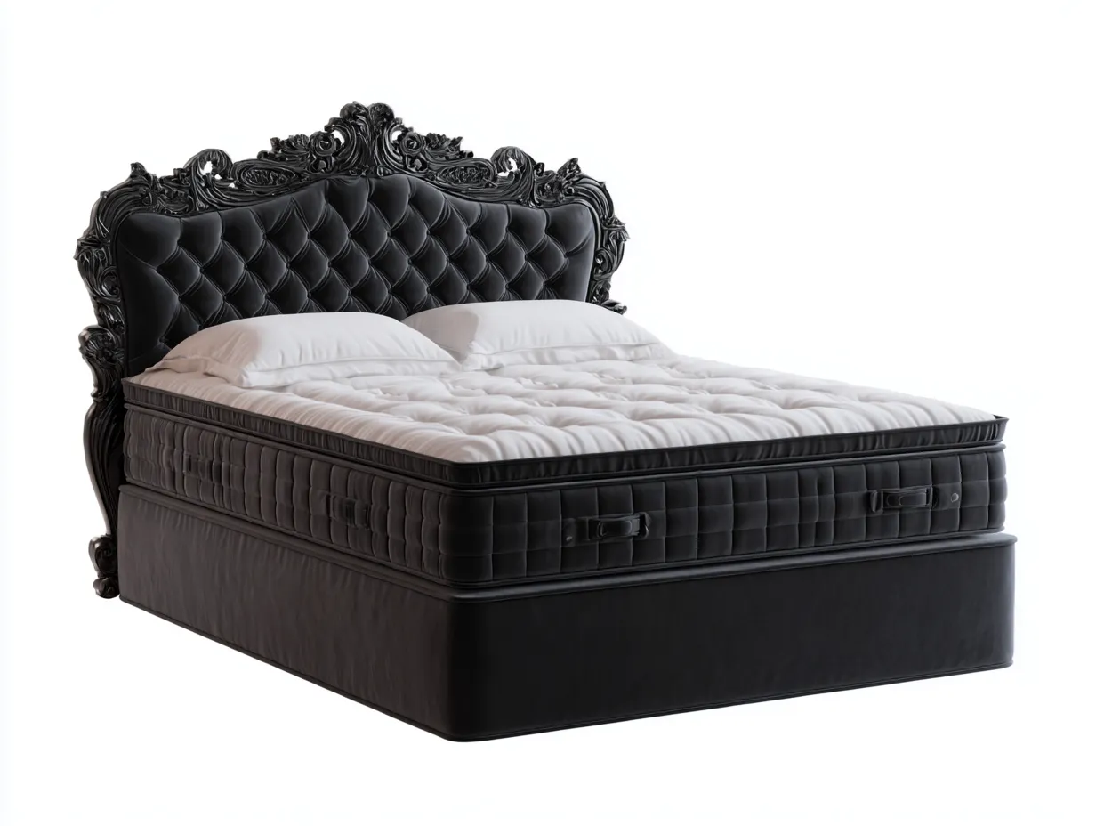 Camas dobles cama doble tapizada 200x160x120 cm - negro - estilo clásico-Luxegohub