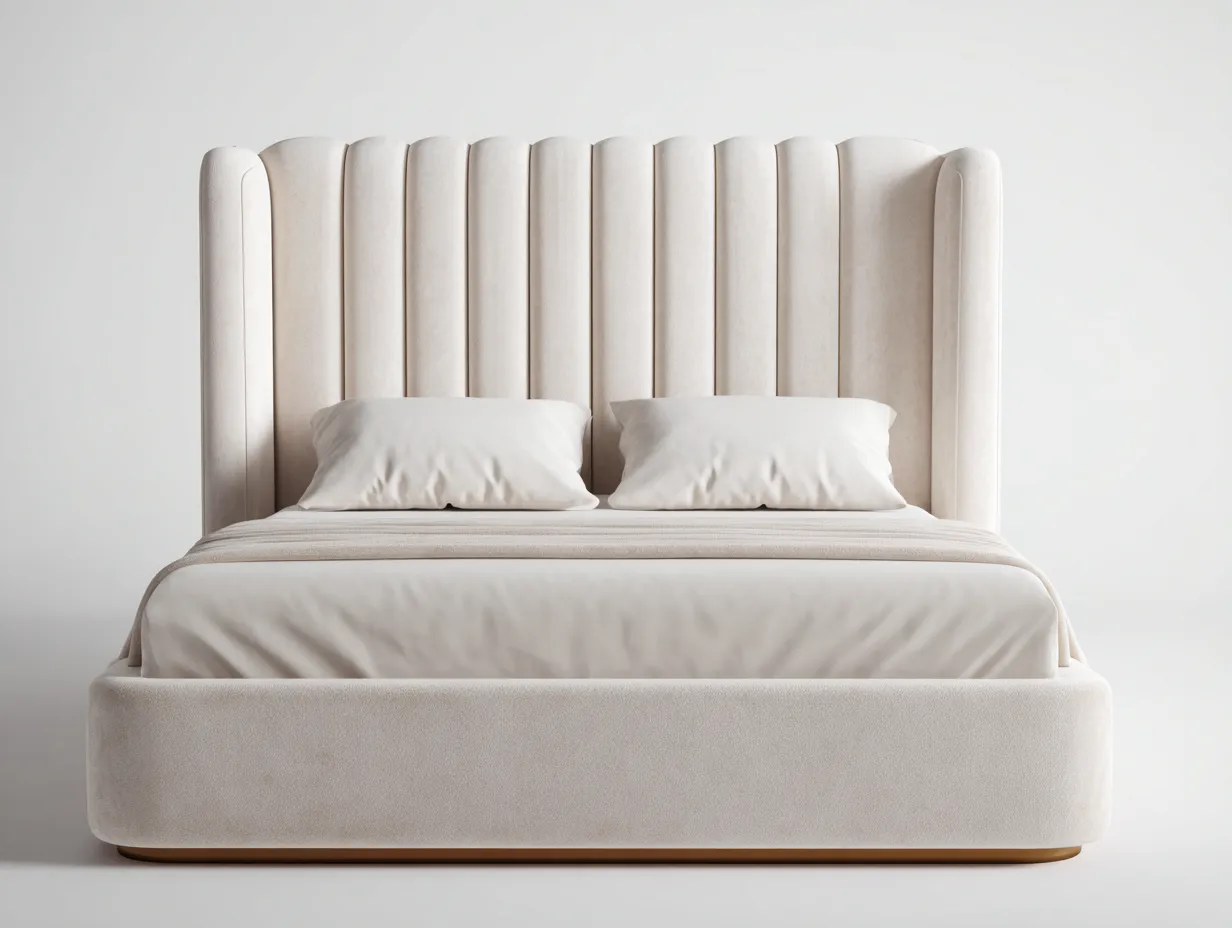 Camas dobles 200x160x120 cm - tapizado acolchado - estilo moderno - color beige-Luxegohub