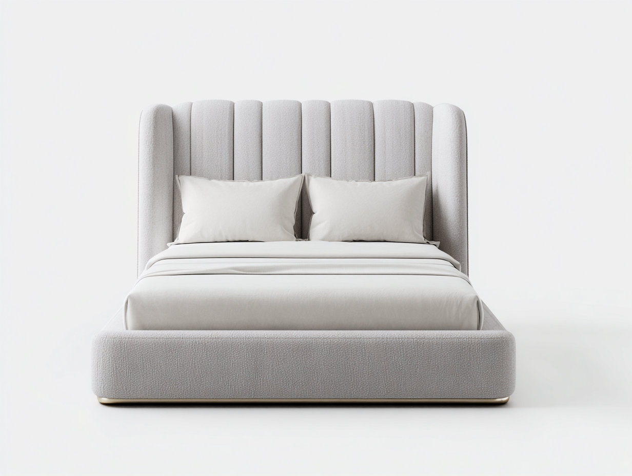 Camas dobles tapizadas 200x160x135 cm - gris claro - diseño moderno-Luxegohub