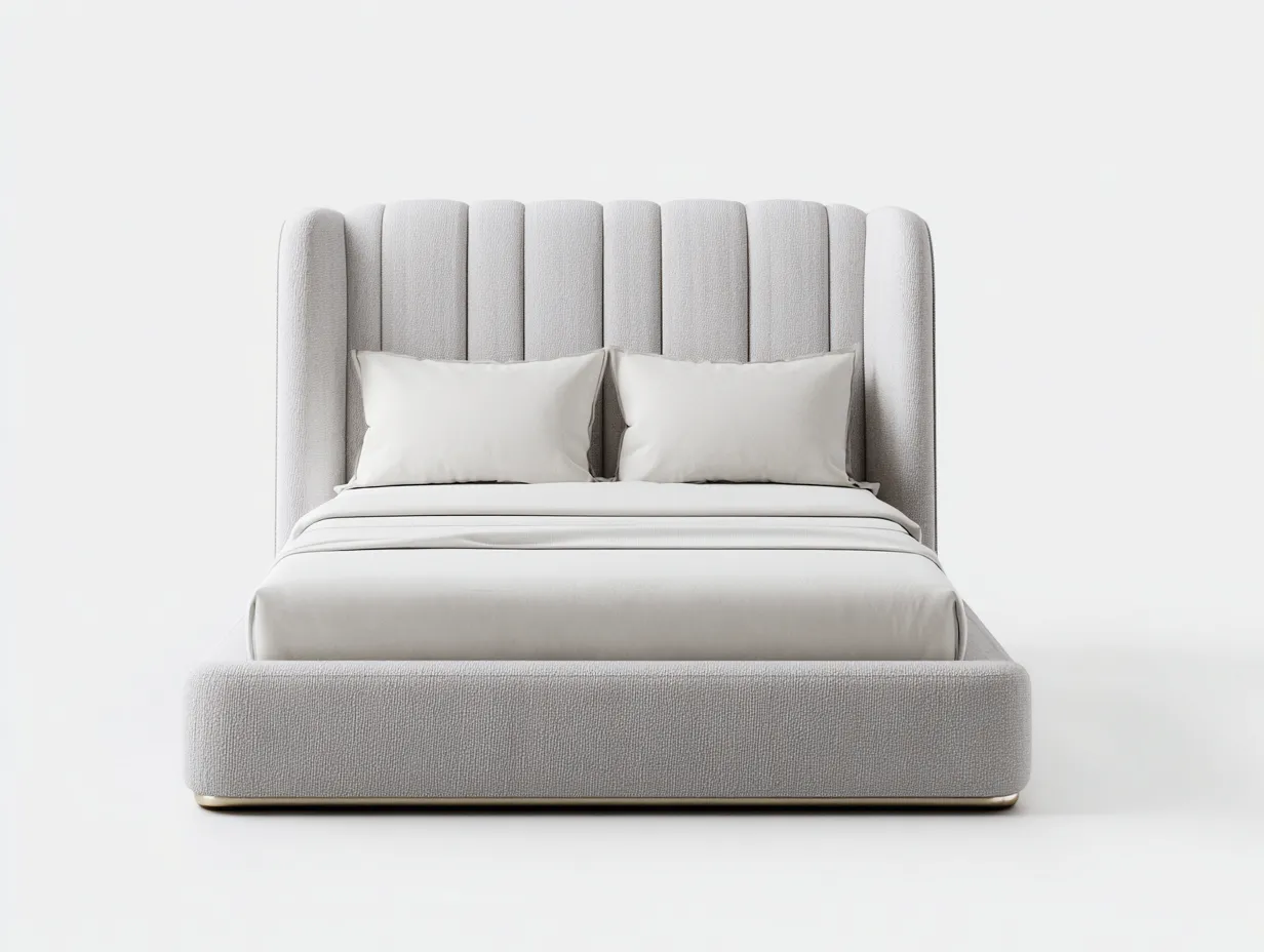Camas dobles tapizadas 200x160x135 cm - gris claro - diseño moderno-Luxegohub