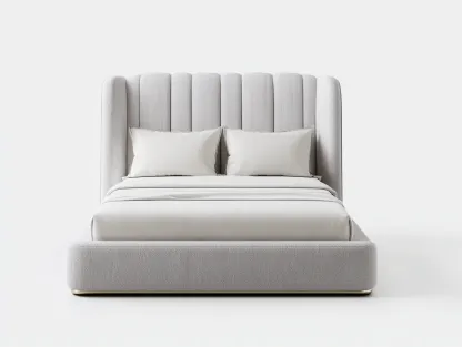 Camas dobles tapizadas 200x160x135 cm - gris claro - diseño moderno-Luxegohub
