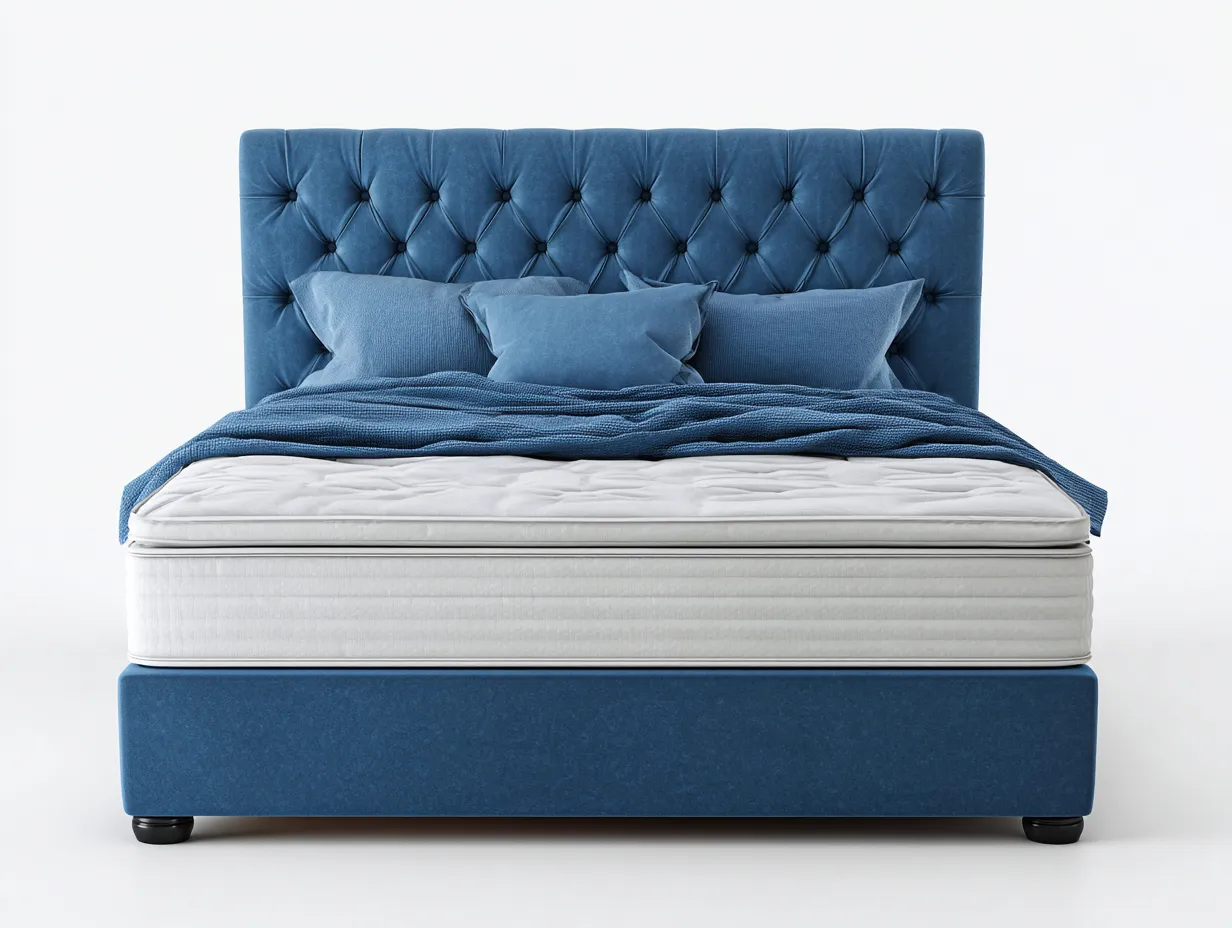 Cama doble tapizada con cabecero capitoné 200x160x120 cm - Diseño elegante para dormitorio-Luxegohub