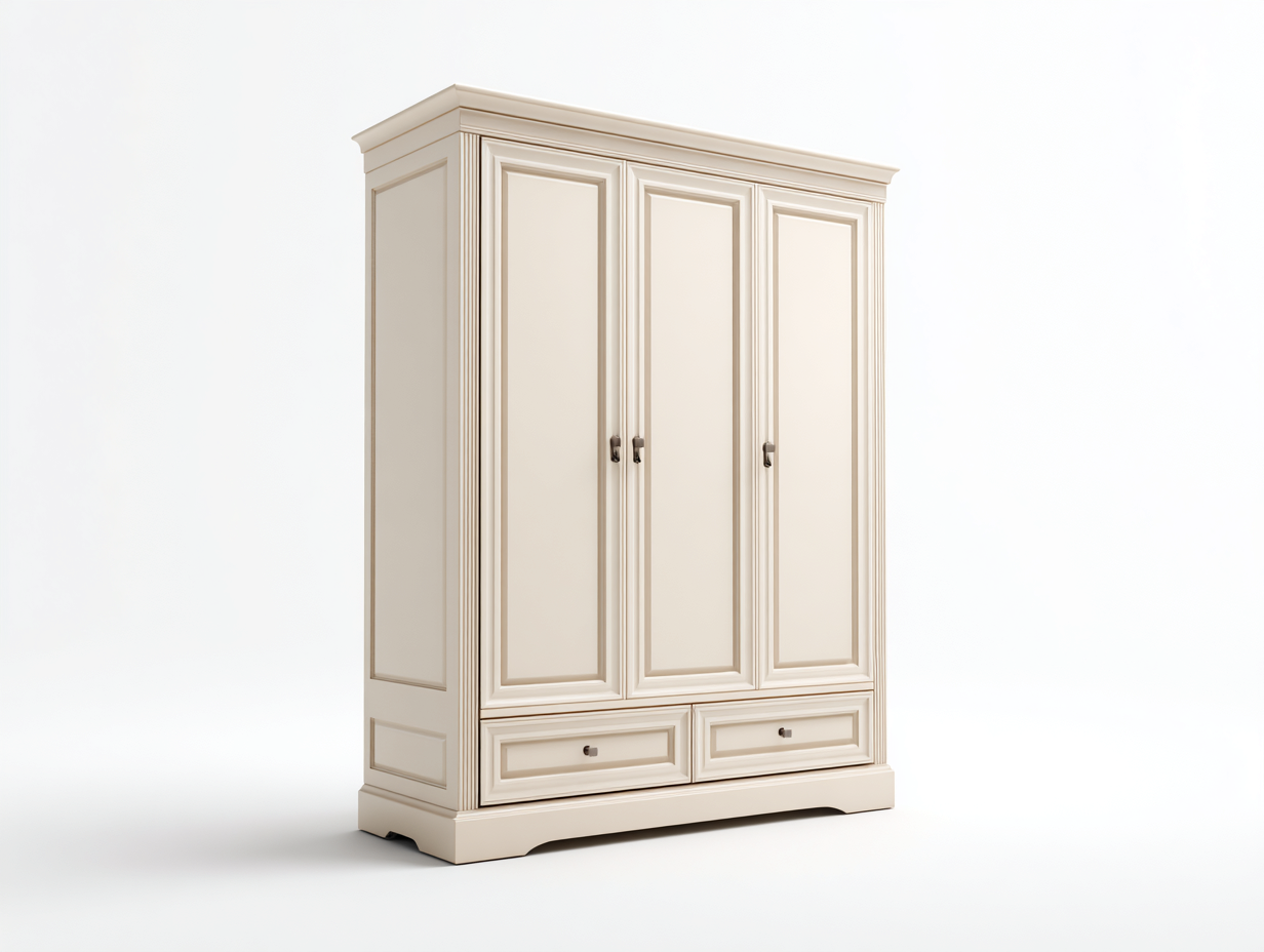 Armarios 90x55x180 cm - madera color crema - estilo clásico-Luxegohub