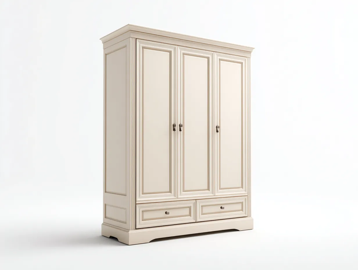 Armarios 90x55x180 cm - madera color crema - estilo clásico-Luxegohub