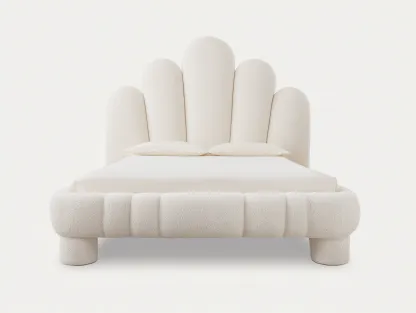 Camas dobles tapizadas 200x160x120 cm - beige - diseño moderno-Luxegohub