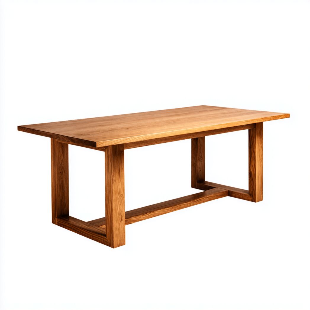 Table de repas en chêne massif avec piétement luge en bois-Tnfurniture