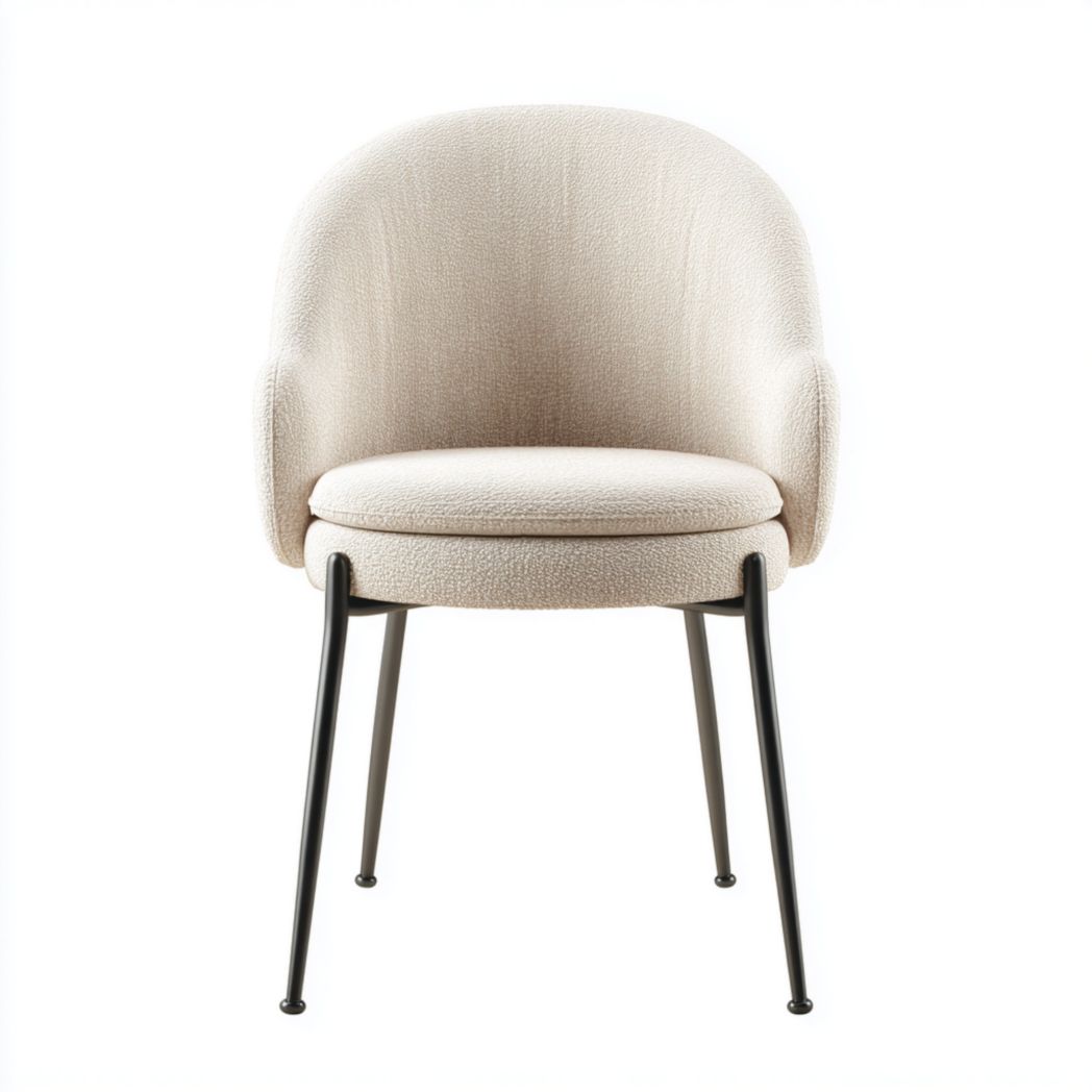 Chaise de salle à manger rembourrée en tissu polyester avec piètement en acier-Tnfurniture