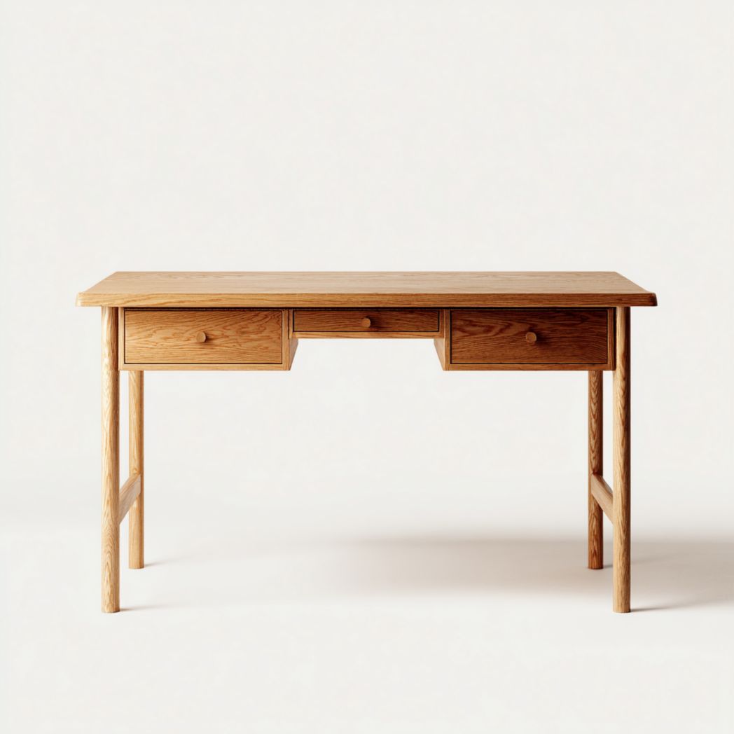 Bureau rectangulaire avec plateau et tiroirs en bois massif-Tnfurniture