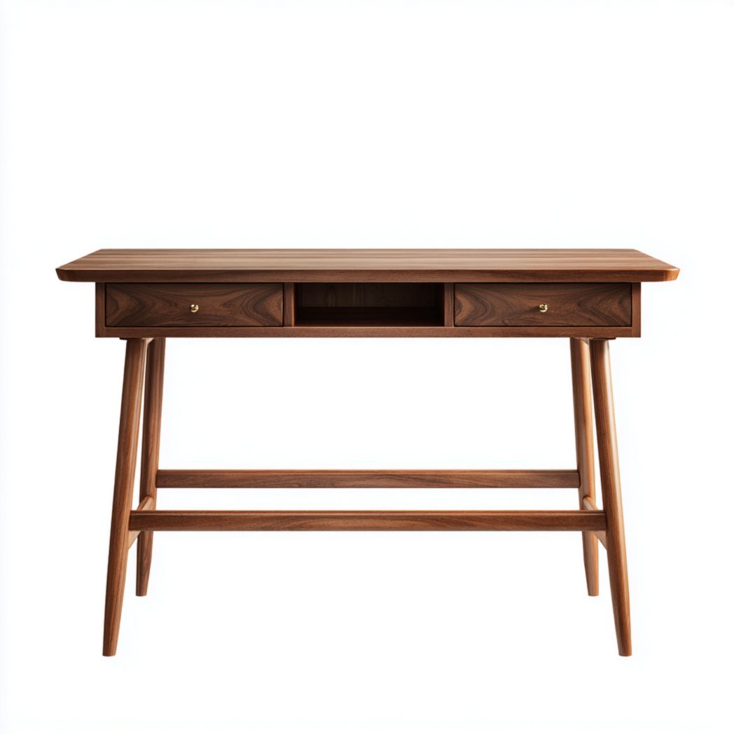 Bureau rectangulaire avec plateau et tiroirs en bois massif-Tnfurniture