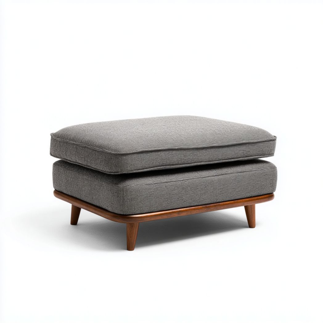 Ottoman en Tissu avec Structure en Bois de Noyer-Tnfurniture