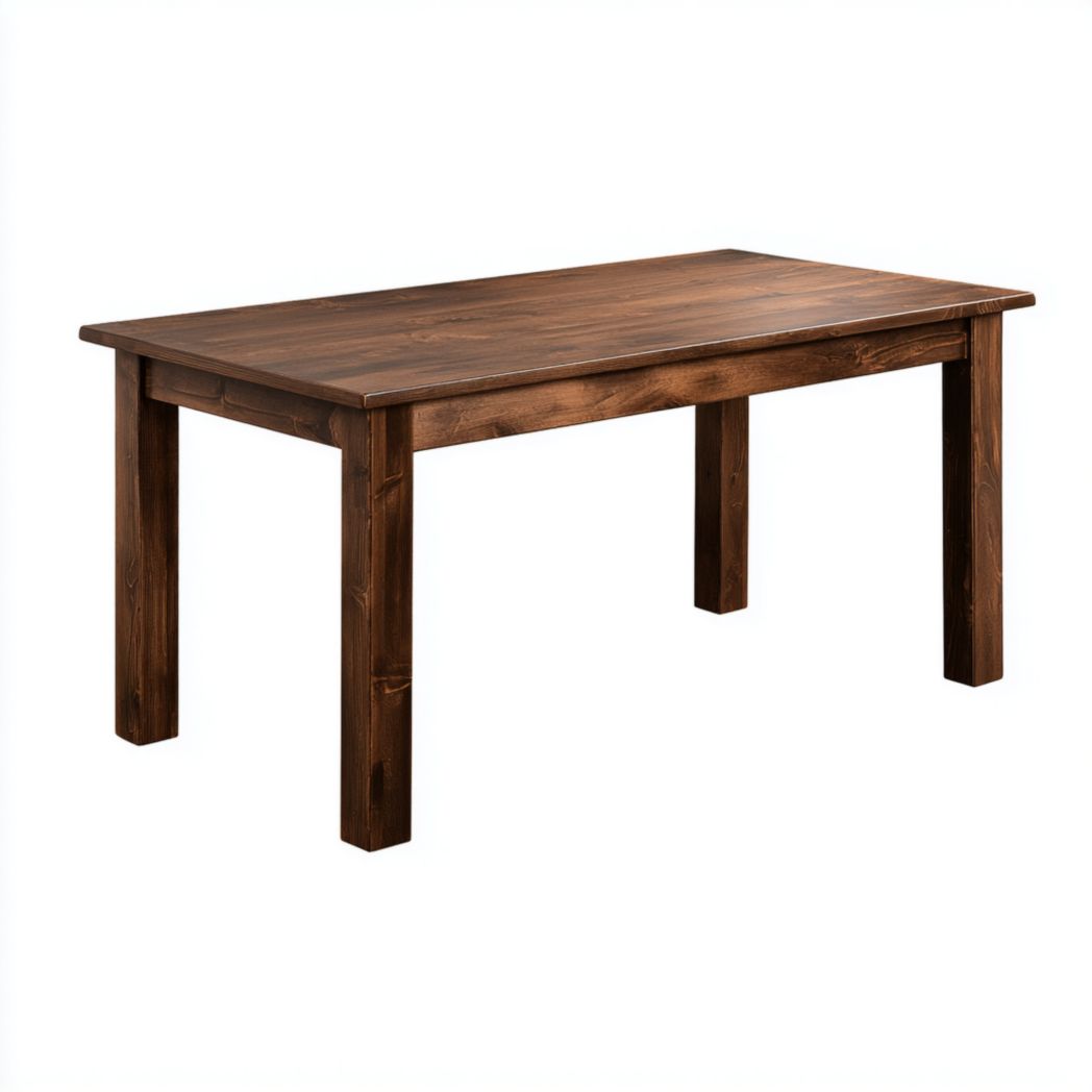 Table de repas rectangulaire en bois de noyer massif avec quatre pieds carrés-Fittedft