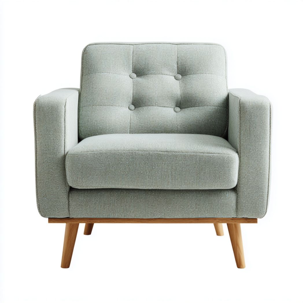 Fauteuil en Tissu Gris Clair avec Pieds en Bois de Caoutchouc-Fittedft