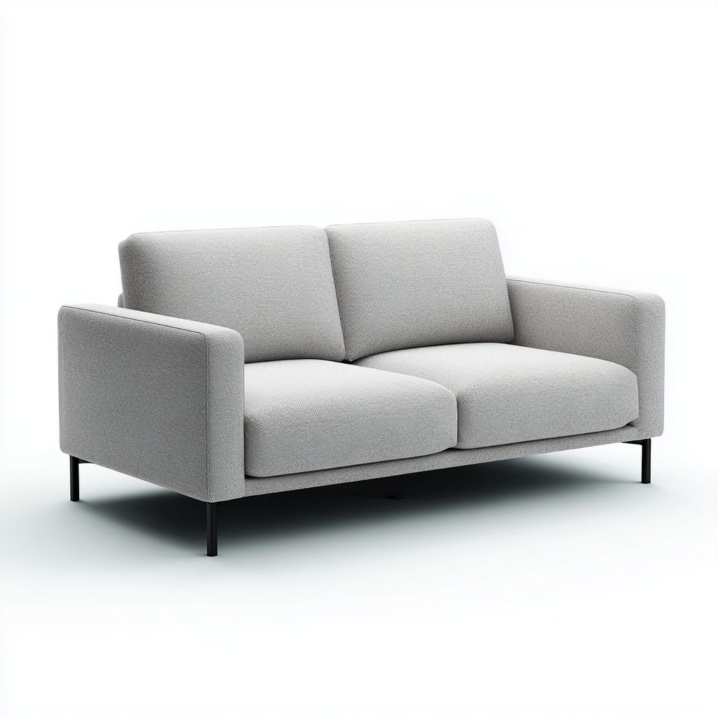 Canapé 2 places en tissu gris clair-Fittedft