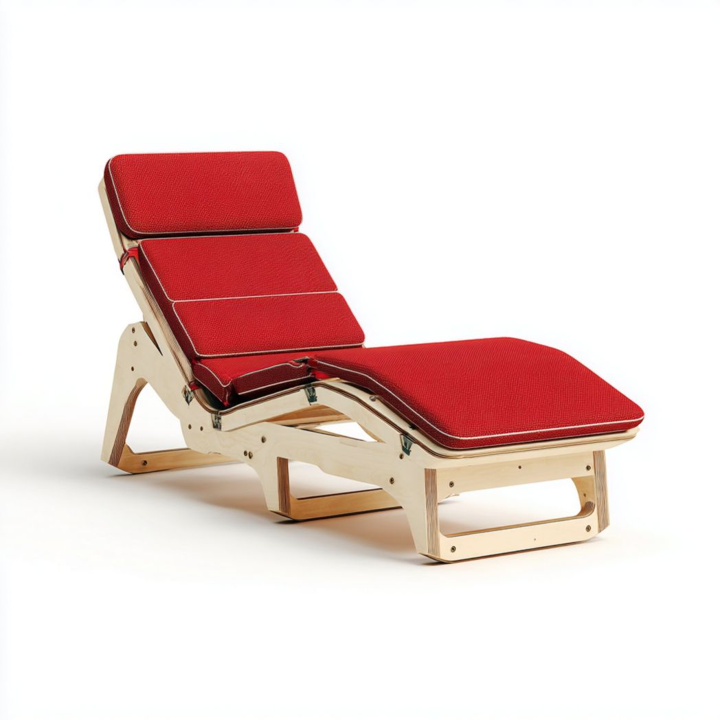 Chaise longue réglable avec structure en bois et coussins-Fittedft