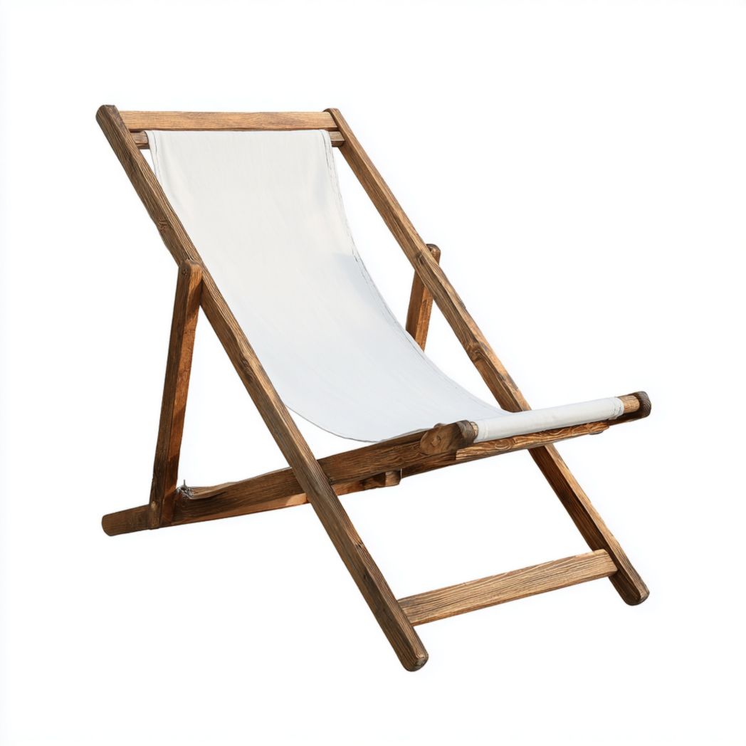 Chaise longue pliante en bois avec toile textile-Fittedft