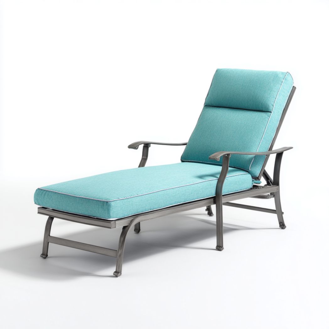 Chaise longue d’extérieur avec coussins en tissu polyester et structure en aluminium-Fittedft