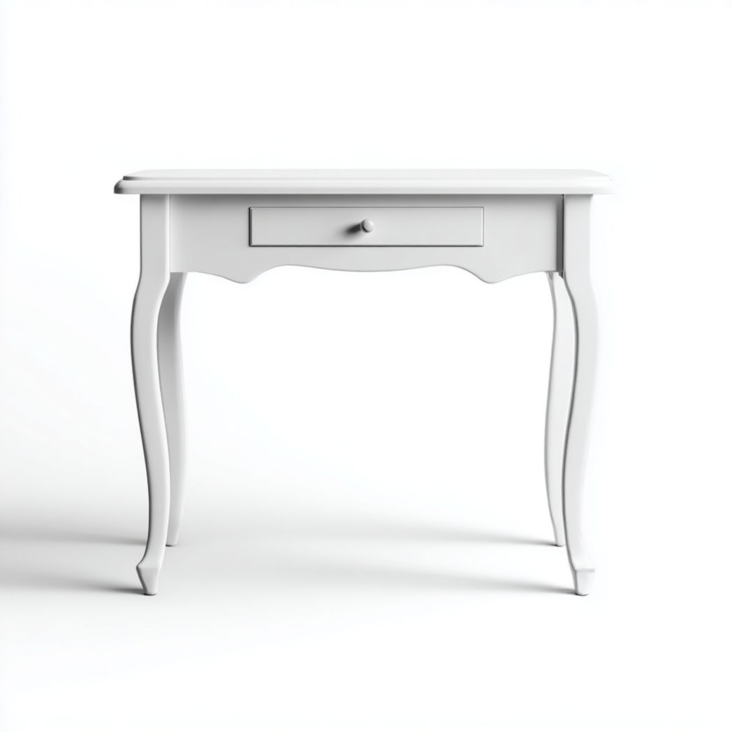 Console avec 1 tiroir en bois d’hévéa blanc-Fittedft