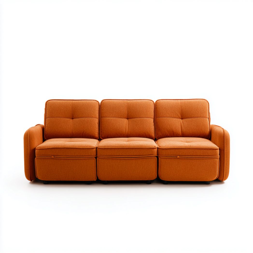 Canapé 3 places convertible en tissu orange-Interiorxteriorft