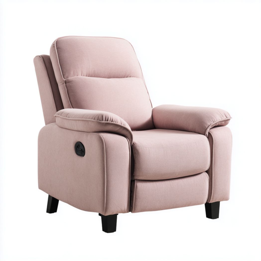 Fauteuil relax en tissu rose avec mécanisme inclinable-Interiorxteriorft