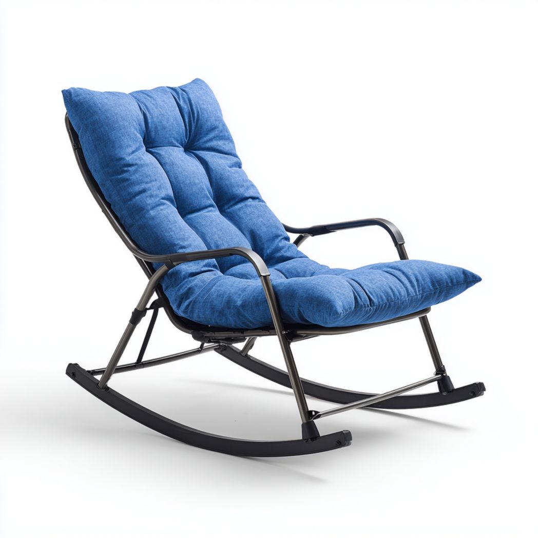 Chaise à bascule d’extérieur avec coussin rembourré et structure en acier-Interiorxteriorft