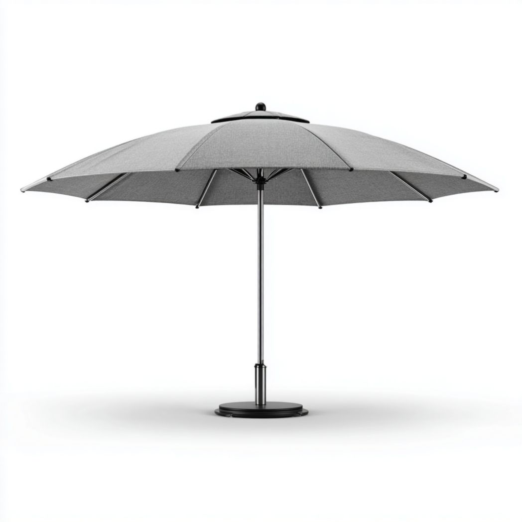 Parasol de jardin rond gris clair avec mât central-Interiorxteriorft