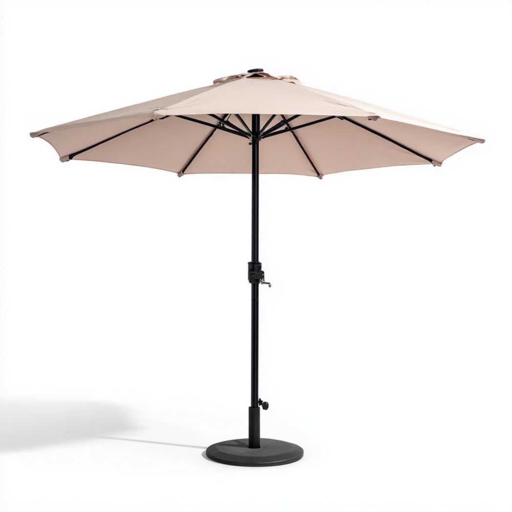 Parasol de jardin rond beige avec mât central-Interiorxteriorft