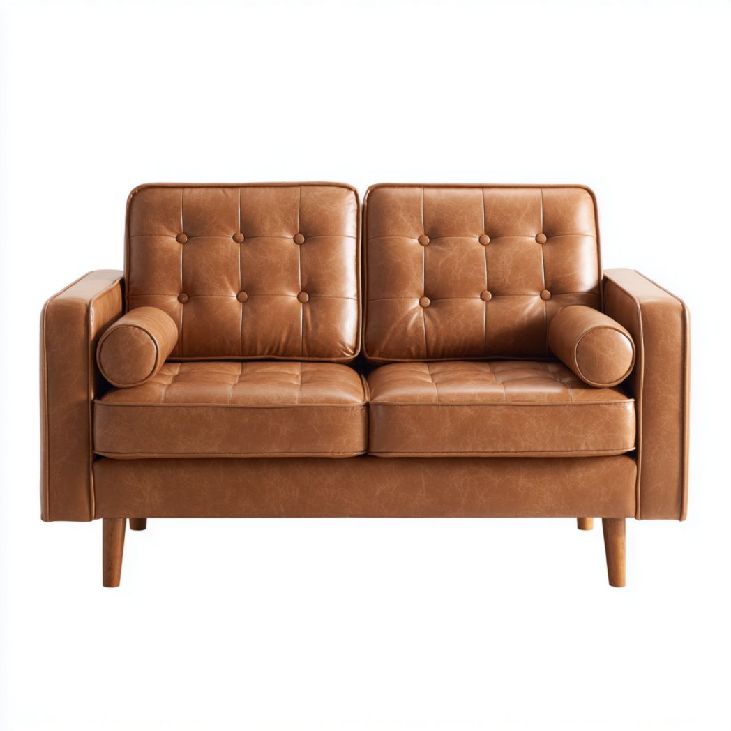 Canapé 2 places en simili cuir marron-Yglesiasft